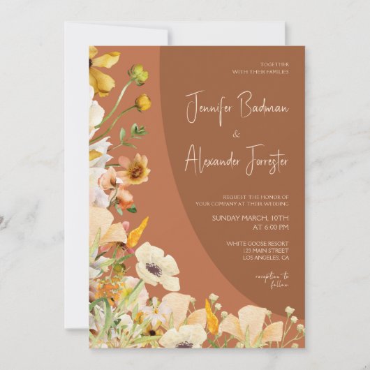 Boho Chic Burnt Sinaasappel Rust Terracotta Bruilo Kaart (Voorkant)