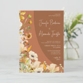 Boho Chic Burnt Sinaasappel Rust Terracotta Bruilo Kaart (Staand voorkant)