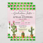 Boho Chic Cactus Fiesta Graduation Party Kaart (Voorkant / Achterkant)