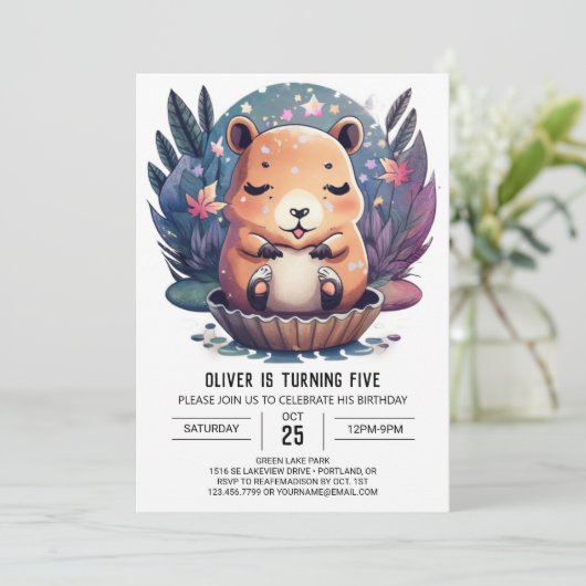 Boho Chic Capybara Droom Verjaardag Kaart (Staand voorkant)