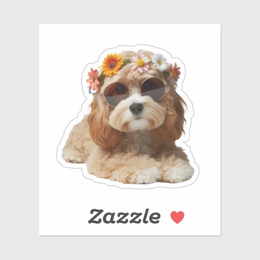 Boho Chic Cavapoo Cavadoodle Sticker (Vel)