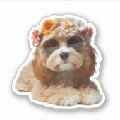 Boho Chic Cavapoo Cavadoodle Sticker (Voorkant)