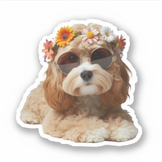 Boho Chic Cavapoo Cavadoodle Sticker (Voorkant)