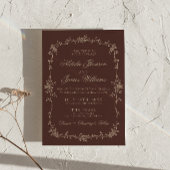 Boho Chic Chocolade Bruin Bloemig Oud Geld Huwelij Kaart