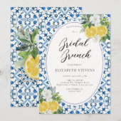 Boho Chic Citrus Italiaans Blauwe Tegel Vrijgezell Kaart (Voorkant / Achterkant)