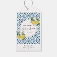 Boho Chic Citrus Italiaanse Blauwe Tegel Bruidsdou