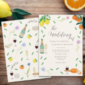 Boho Chic Citrus Wildflower Zomer Huwelijk Kaart