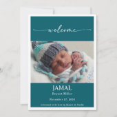 Boho Chic Classic Baby Photo Announcement Card Kaart (Voorkant)