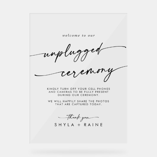 Boho Chic Clear Acryl Huwelijk Unplugged Ceremonie Acryl Bord (Voorkant)