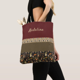 Boho-Chic Cranberry & Groene Canvas tas