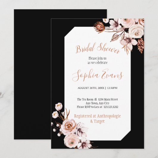 Boho Chic Cream and Brown Floral Vrijgezellenfeest Kaart (Voorkant / Achterkant)