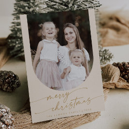 Boho Chic Cream Gold Foto Boho Familie Kerstmis Feestdagenkaart