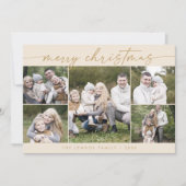 Boho Chic Cream Gold Foto Boho Vrolijk Kerstfeest Feestdagenkaart (Voorkant)