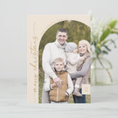 Boho Chic Cream Gold Foto Modern Vrolijk Kerstfees Feestdagenkaart (Staand voorkant)