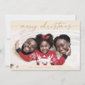 Boho Chic Cream Gold Gemakkelijk Moderne Foto Kers Feestdagenkaart (Voorkant)