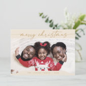 Boho Chic Cream Gold Gemakkelijk Moderne Foto Kers Feestdagenkaart (Staand voorkant)