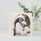 Boho Chic Cream Gold Photo Unieke Vrolijke Kerst Feestdagenkaart (Staand voorkant)