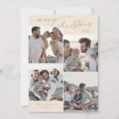 Boho Chic Cream Gold Xmas Foto Unieke Kerst Feestdagenkaart (Voorkant)