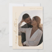 Boho Chic Cream Gouden Foto Eenvoudige Vrolijke Ke Feestdagenkaart (Voorkant)