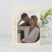 Boho Chic Cream Gouden Foto Eenvoudige Vrolijke Ke Feestdagenkaart (Staand voorkant)