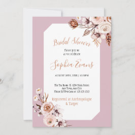 Boho Chic Crème en Bruine Bloemige Bruiloftsfeest Kaart