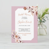 Boho Chic Crème en Bruine Bloemige Bruiloftsfeest Kaart (Staand voorkant)