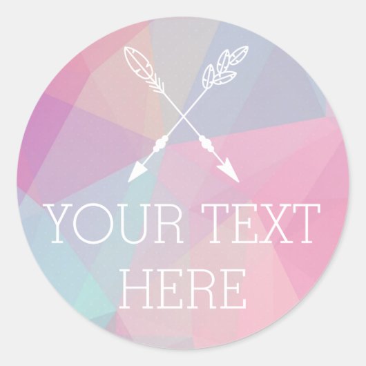 Boho Chic Crossed Arrows Pastel Polygonal Bohemian Ronde Sticker (Voorkant)