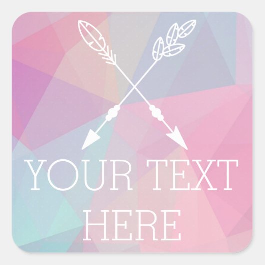 Boho Chic Crossed Arrows Pastel Polygonal Bohemian Vierkante Sticker (Voorkant)