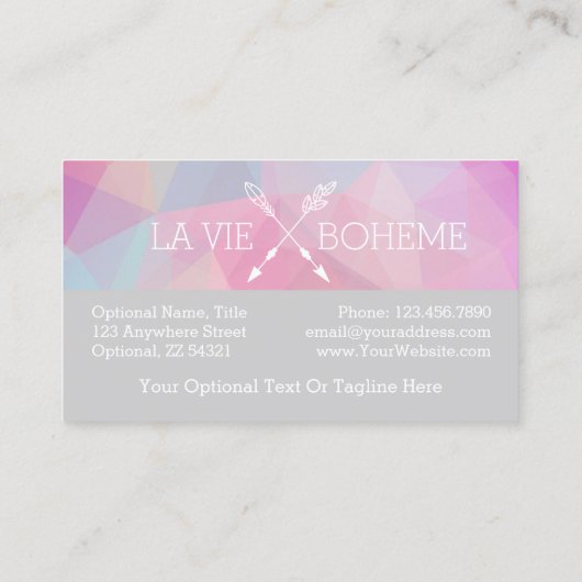 Boho Chic Crossed Arrows Pastel Polygonal Bohemian Visitekaartje (Achterkant)