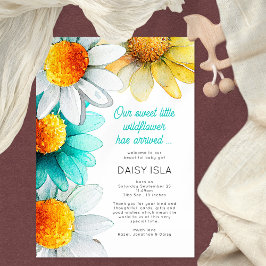 Boho Chic Daisies Wildflower Dank je geboorte Aankondiging