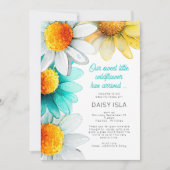 Boho Chic Daisies Wildflower Dank je geboorte Aankondiging (Voorkant)