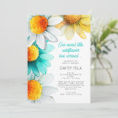 Boho Chic Daisies Wildflower Dank je geboorte Aankondiging (Staand voorkant)