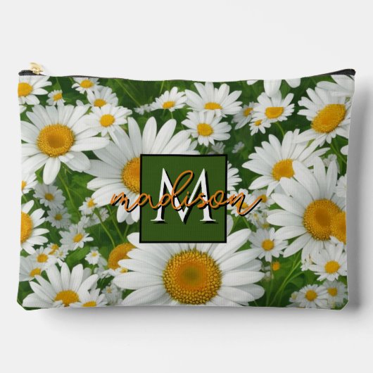 Boho chic daisy patroon witte bloemen personaliser etui (Voorkant)