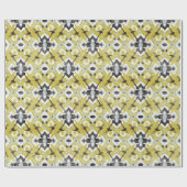 Boho chic dark grijs en yellow ikat tribal patroon cadeaupapier (Vlak)