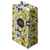 Boho chic dark grijs en yellow ikat tribal patroon klein cadeauzakje (Voorkant Gekanteld)