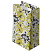 Boho chic dark grijs en yellow ikat tribal patroon klein cadeauzakje (Achterkant Gekanteld)