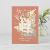 Boho Chic Desert Dried Foliage and Pampas Wedding Save The Date (Staand voorkant)