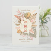 Boho Chic Desert Dried Foliage and Pampas Wedding Save The Date (Staand voorkant)