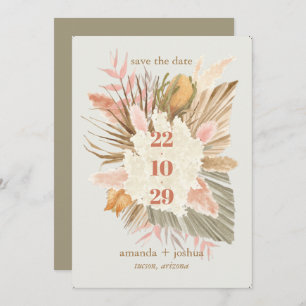 Boho Chic Desert Dried Foliage and Pampas Wedding Save The Date