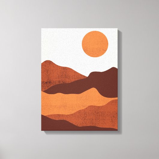 Boho Chic Desert Mountains landschap Canvas Afdruk (Voorkant)