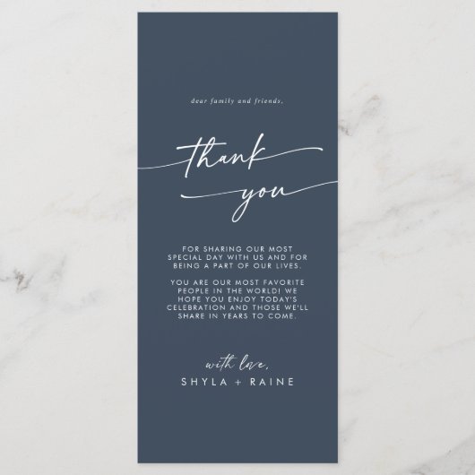 Boho chic donker marineblauw dank u plaats kaart (Voorkant)