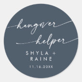 Boho Chic Donker Navy Blauw Hangover Helper Favor Ronde Sticker (Voorkant)