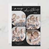 Boho Chic Donker Zwart Familie Multi Foto Kerstmis Feestdagenkaart (Voorkant)
