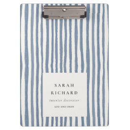 Boho Chic Donkerblauwe Aquarel Handgetekende Strep Klembord
