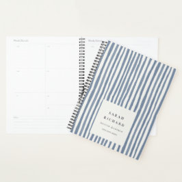 Boho Chic Donkerblauwe Aquarel Handgetekende Strep Planner