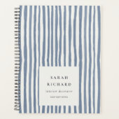 Boho Chic Donkerblauwe Aquarel Handgetekende Strep Planner (Voorkant)
