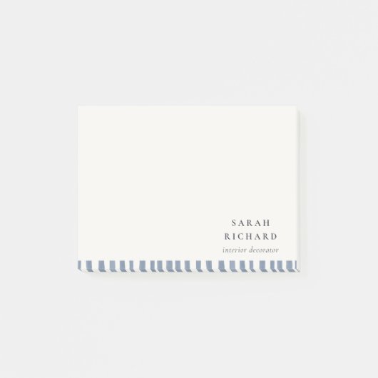 Boho Chic Donkerblauwe Aquarel Handgetekende Strep Post-it® Notes (Voorkant)