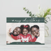 Boho Chic Donkergroen Makkelijk Moderne Foto Kerst Feestdagenkaart (Staand voorkant)