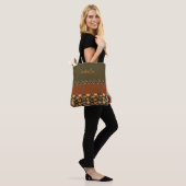 Boho-Chic Donkergroen & Roest Canvas tas (Op model)
