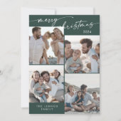 Boho Chic Donkergroene Kerst Foto Unieke Kerstmis Feestdagenkaart (Voorkant)